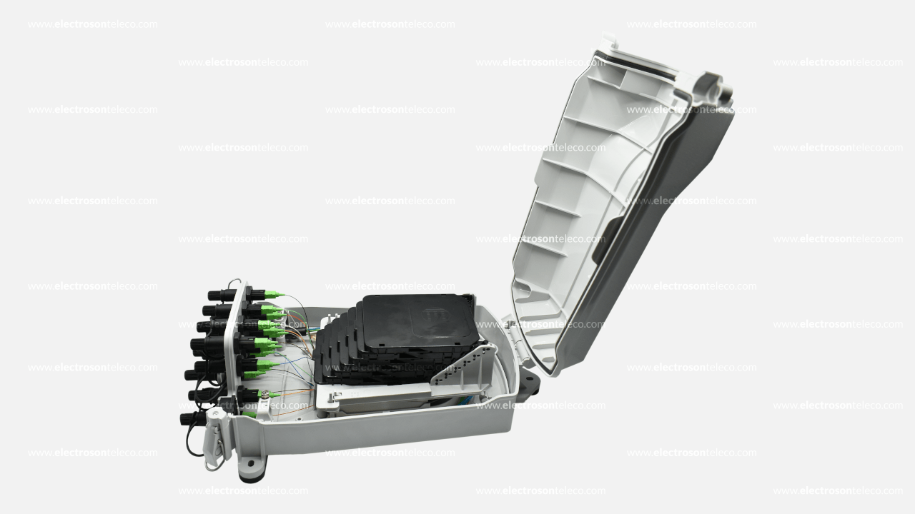 Caja Terminal Óptica Exterior 16 conectores Slim conectorizada bandejas