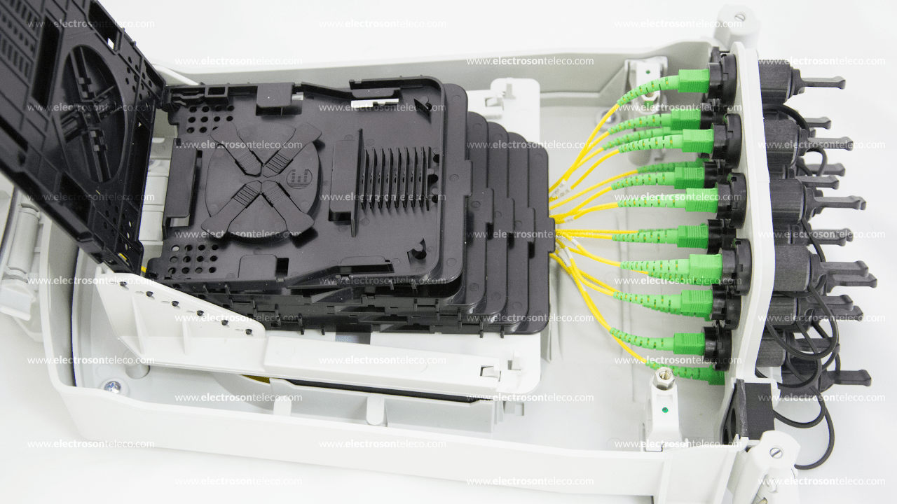 Caja Terminal Óptica Exterior 16 Conectores Reforzados bandejas